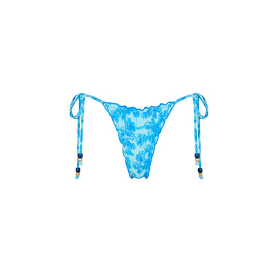 Lettuce Edge Thong Tie Bikini Bottom - Ocean Paradise