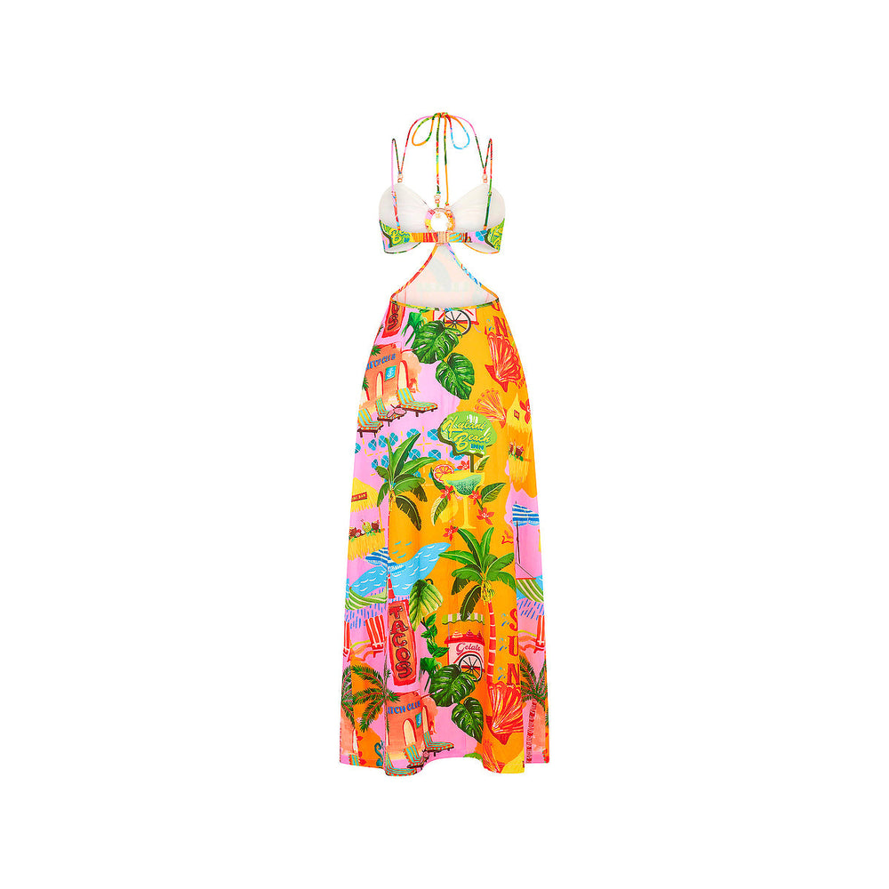 Beaded Cut Out Maxi Dress - Sunlit Spritz
