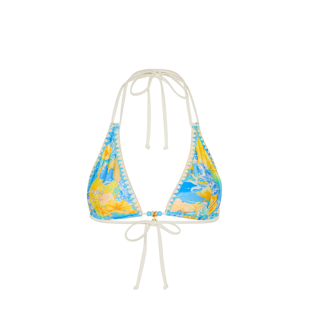 Simple Crochet Halter Bikini Top - Limoncello Lagoon