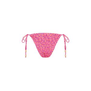 Shirred Dipped Cheeky Tie Bikini Bottom - Gelato Bloom