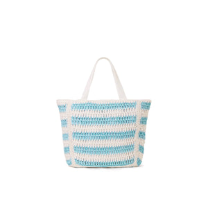 Straw Beach Tote Bag - Tropic Blues