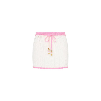 Seaside Knit Mini Skirt - Whipped White