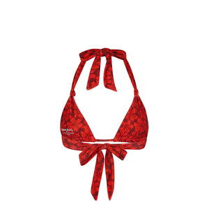 Soft Knot Halter Bikini Top - Sassy Sangria