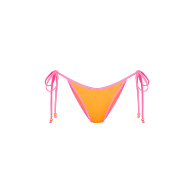 Bind Dipped Cheeky Tie Bikini Bottom - Peach Pop