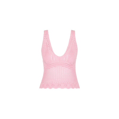 Crochet Knit Cami - Strawberry Glaze