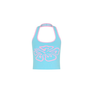 Knit Halter Tank Top - Island Sky