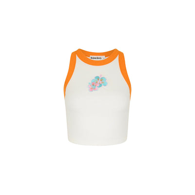 Embroidered Bind Crop Tank - Aloha Crush
