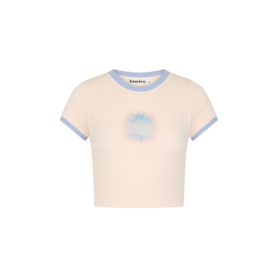 Printed Crop Baby Tee - Salt Breeze