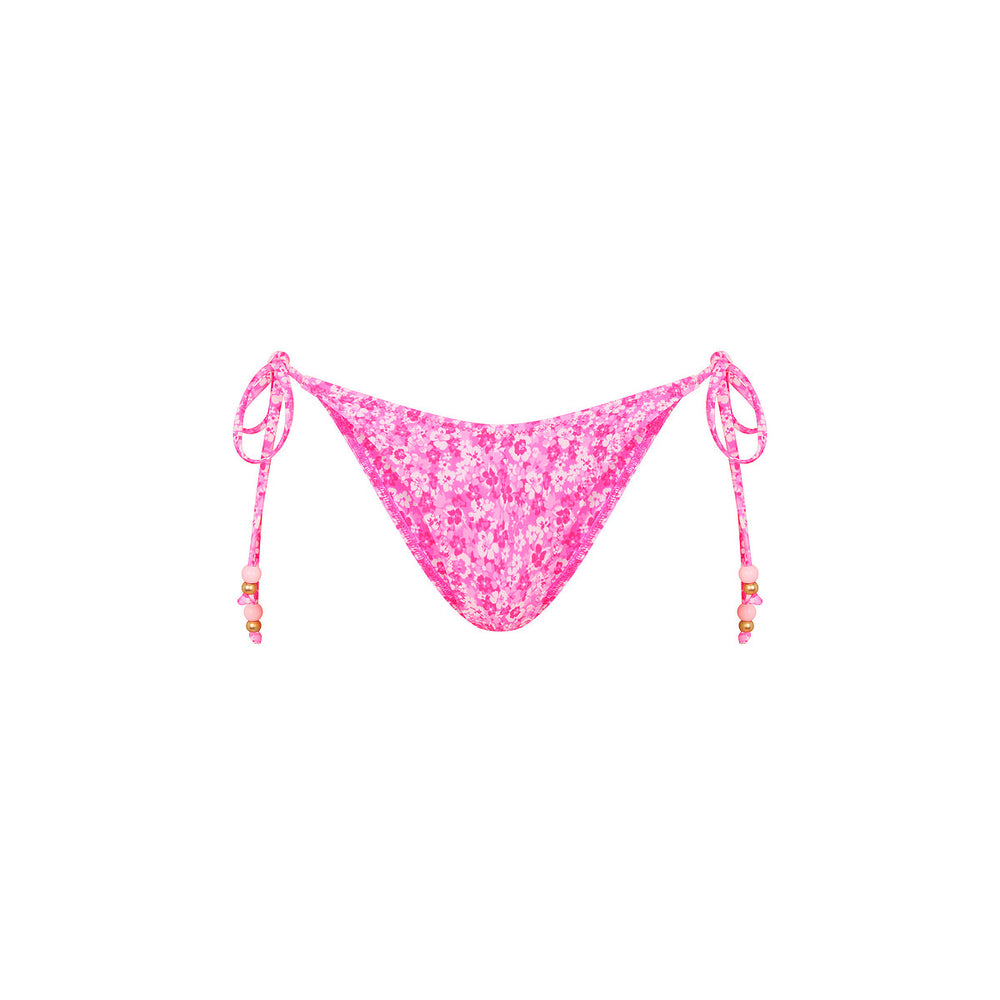 Dipped Cheeky Tie Bikini Bottom - Berry Burst