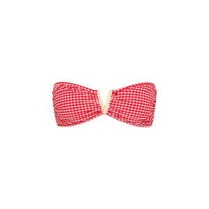 Mega V Strapless Tie Bikini Top - Strawberry Siesta