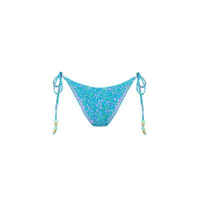Shirred Dipped Cheeky Tie Bikini Bottom - Ocean Kisses