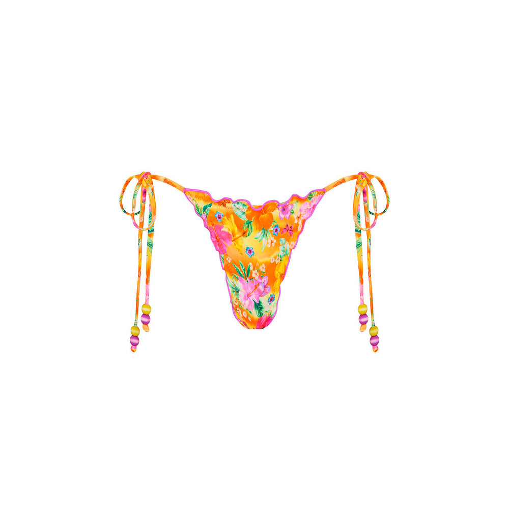 Lettuce Edge Thong Tie Bikini Bottom - Peachy Pocket