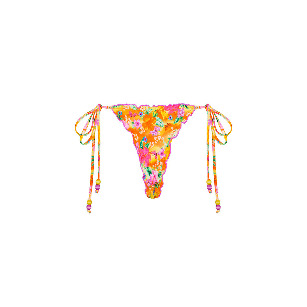 Lettuce Edge Thong Tie Bikini Bottom - Peachy Pocket