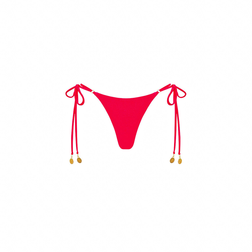 Thong Tie Side Bikini Bottom - Cherry Crush