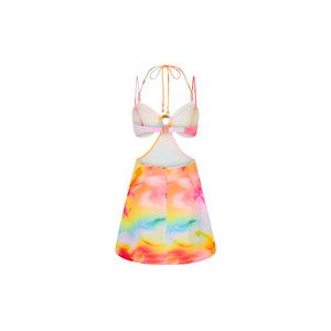 Beaded Cut Out Mini Dress - Frangipani Swirl