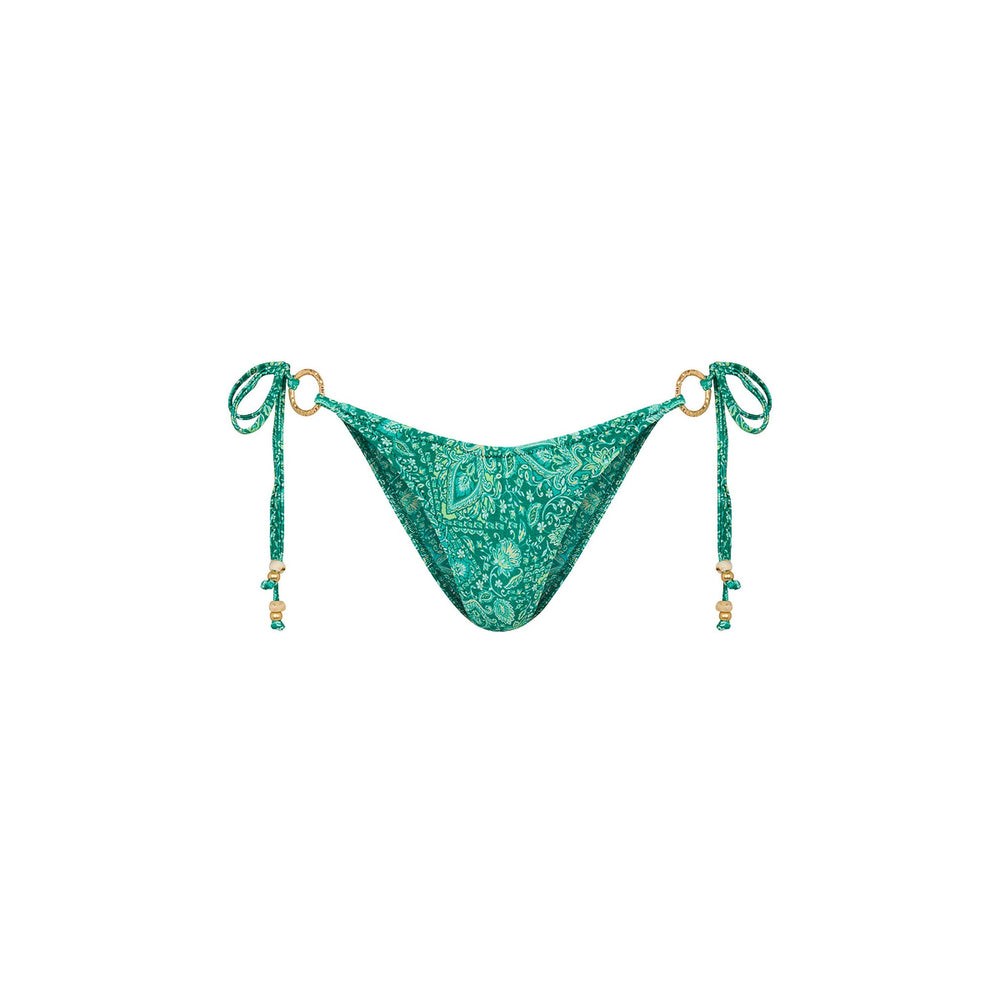 Ring Cheeky Tie Bikini Bottom - Emerald Aura