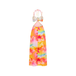 Beaded Cut Out Maxi Dress - Frangipani Swirl