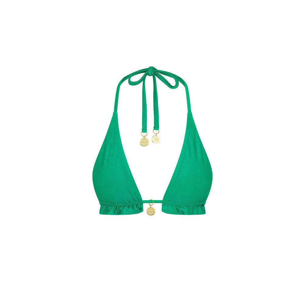 Frill Halter Bralette Bikini Top - Island Lush
