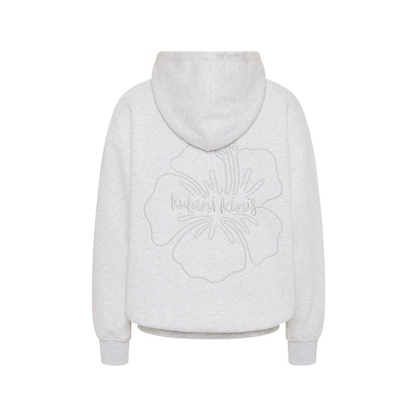Embroidered Hoodie - Silver Stone