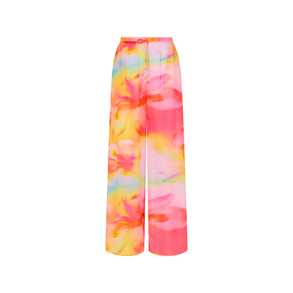 Sheer Drawstring Pant - Frangipani Swirl