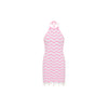 Chevron Knit Halter Mini Dress - Cotton Candy