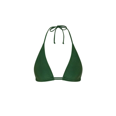 Twin Ruched Halter Bikini Top - Jaded Juniper