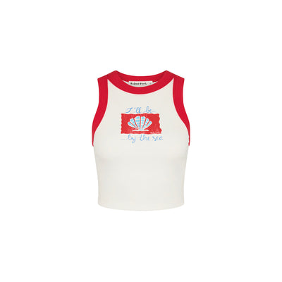 Printed Crop Bind Tank - Sugar Spritz
