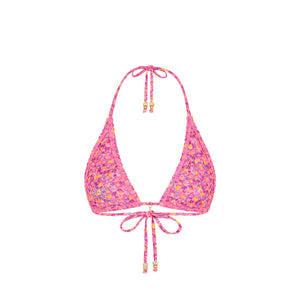 Shirred Triangle Bikini Top - Gelato Bloom