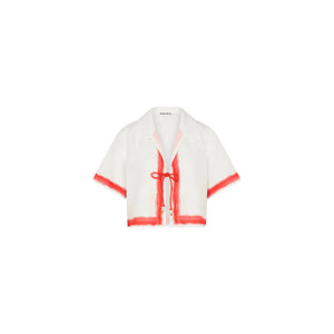 Short Sleeve Tie Up Shirt - Cherry Glaze