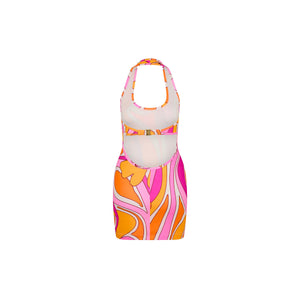 Halter Neck Mini Dress - Sunrise Swirl