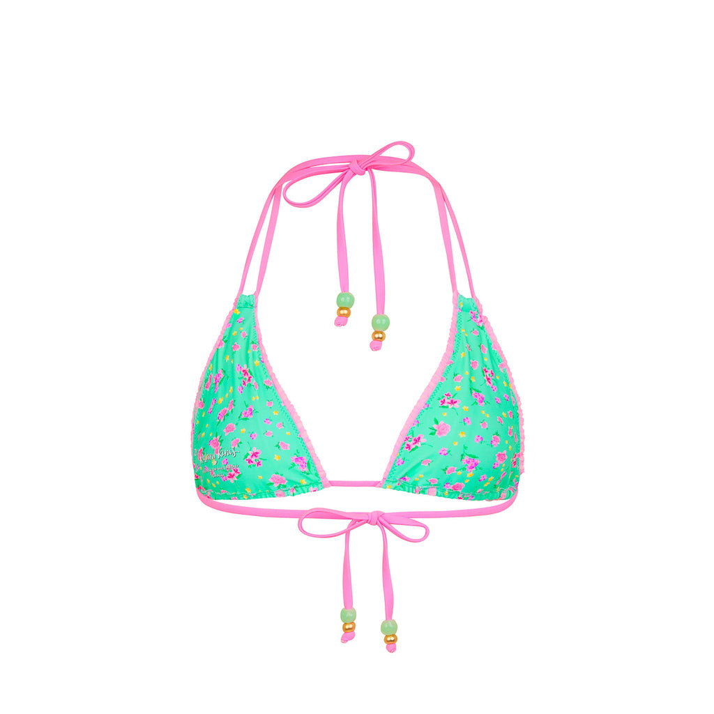 Decorative Panel Halter Bikini Top - Mint Macaron