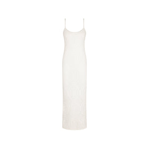 Crochet Lace Knit Maxi Dress - Whipped White