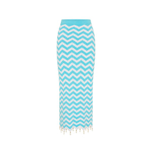 Chevron Knit Midi Skirt - Crystal Cove