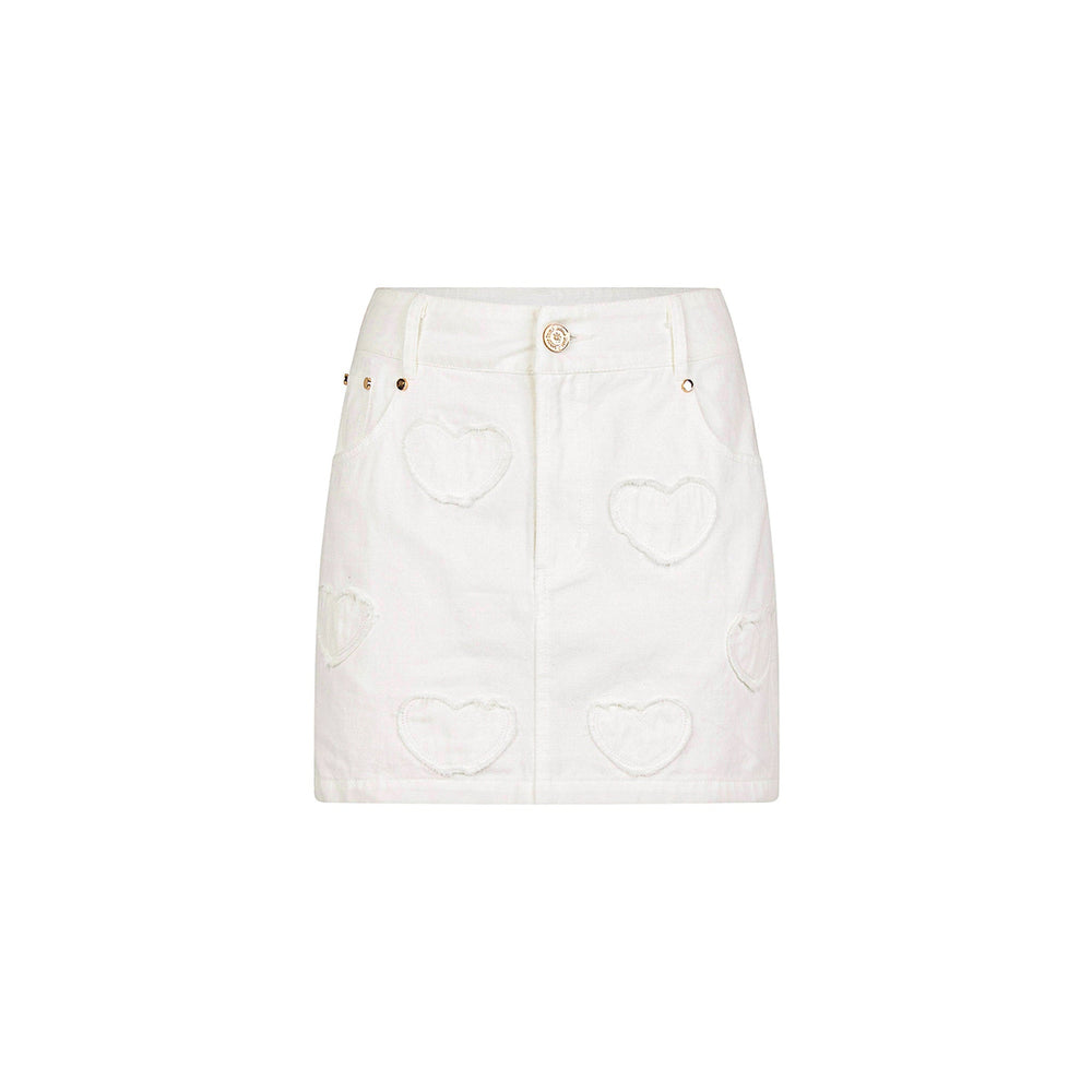 Applique Jean Mini Skirt - Chantilly Denim