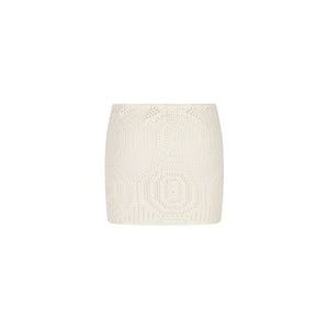 Crochet Lace Knit Mini Skirt - Whipped White