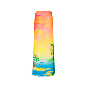 Split Mesh Maxi Skirt - Bahama Breeze