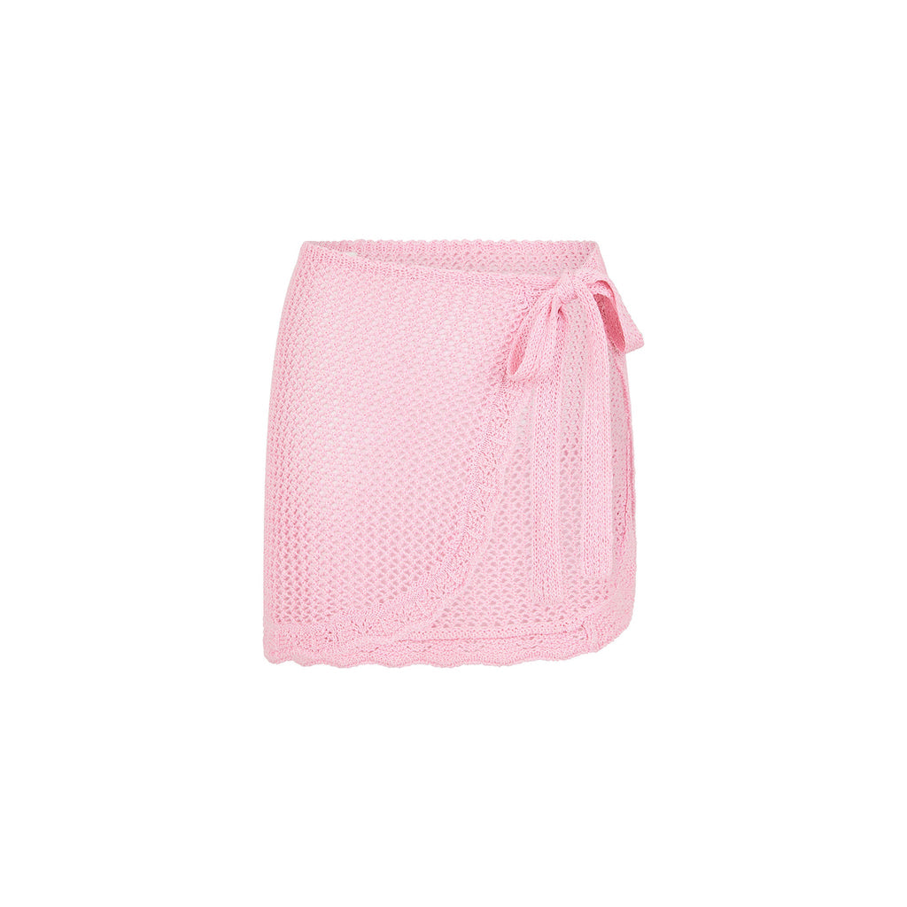 Crochet Knit Mini Sarong - Strawberry Glaze