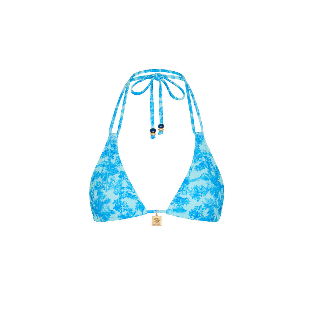 Simple Strap Halter Bikini Top - Ocean Paradise