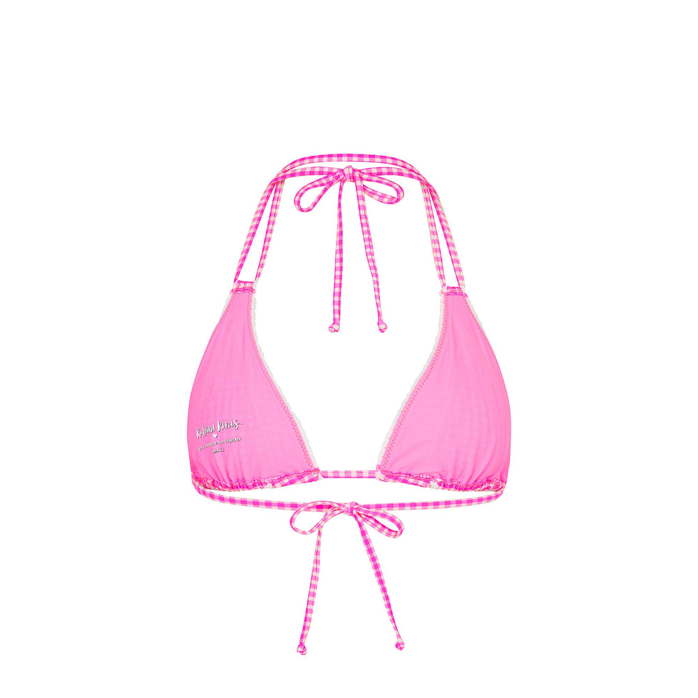 Decorative Panel Halter Bikini Top - Pink Diva