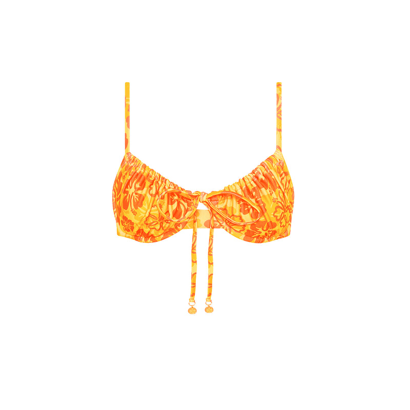 Ruched Underwire Bra Bikini Top - Tangerine Dreams