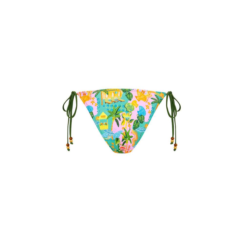 Dipped Cheeky Tie Bikini Bottom - Sunlit Spritz