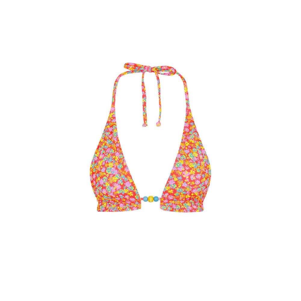 Frill Halter Bralette Bikini Top - Bubble Pop
