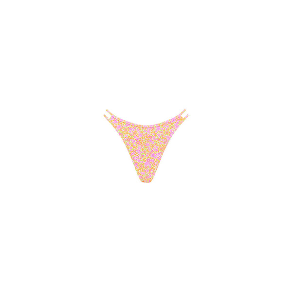 Twin Strap Cheeky Bikini Bottom - Champagne Blossom
