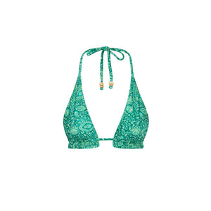 Frill Halter Bralette Bikini Top - Emerald Aura