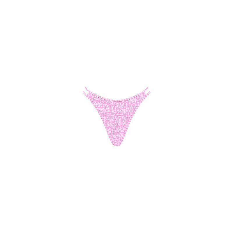 Twin Strap Cheeky Bikini Bottom - Strawberry Milkshake