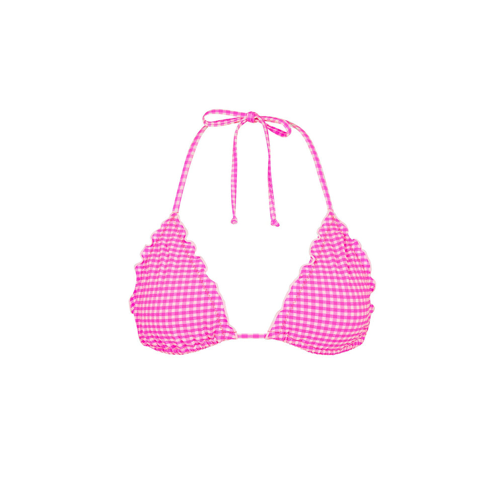 Lettuce Edge Bralette Bikini Top - Pink Diva