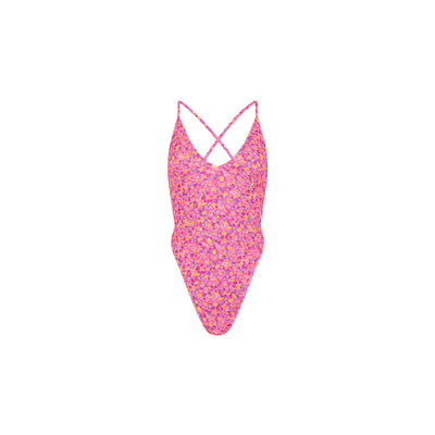 Plunge Cross Back One Piece - Gelato Bloom