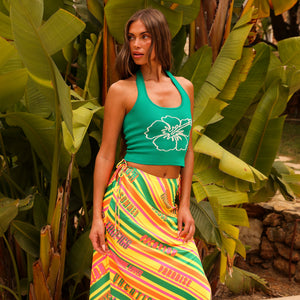 Satin Tie Side Maxi Skirt - Sunshine Lover
