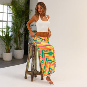 Satin Tie Side Maxi Skirt - Sunshine Lover