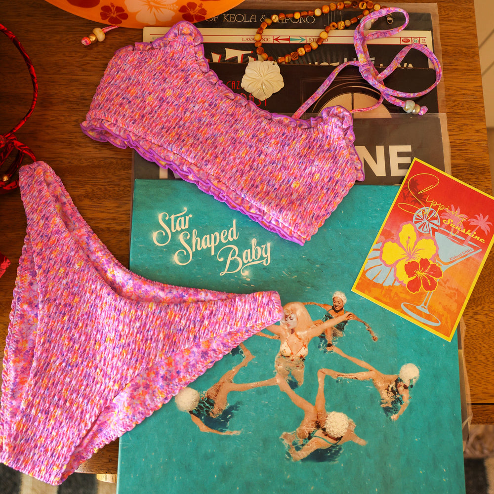 Shirred Minimal Full Coverage Bikini Bottom - Gelato Bloom